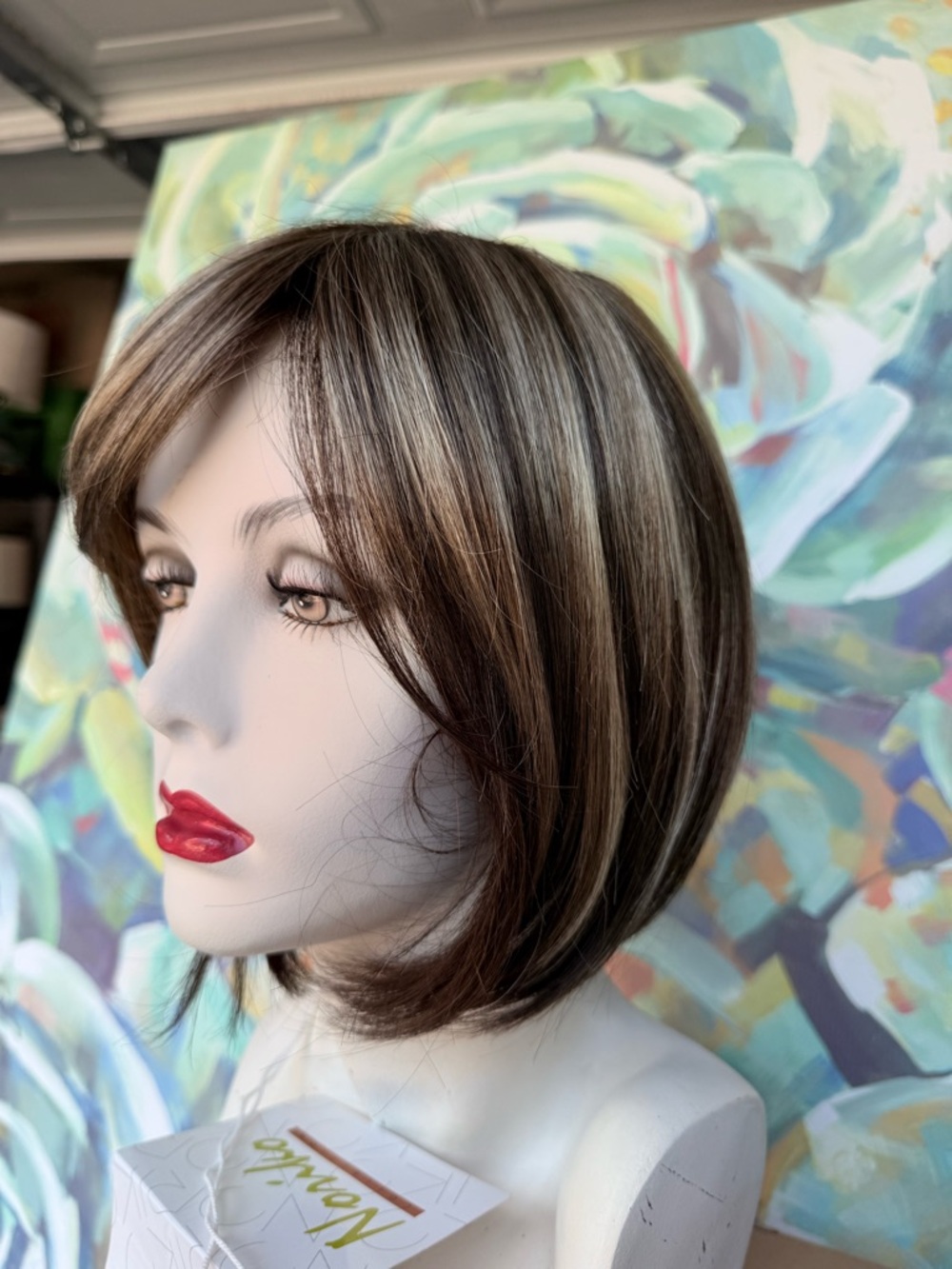 Natural-Look Short Bob Wig in Chocolate Frost - Unlabeled Brand - Picture 3 of 6